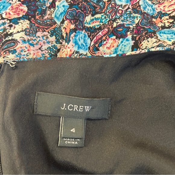 J. Crew Peplum Ruffle Paisley Floral Navy Tiered Long Sleeve Mini Dress - Picture 6 of 6